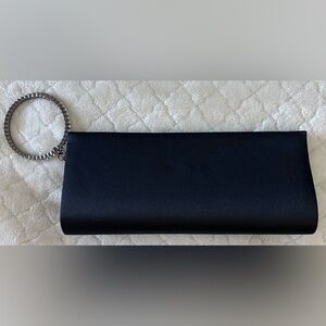 Carlo Fellini Black Clutch with Rhinestone Ring NWT